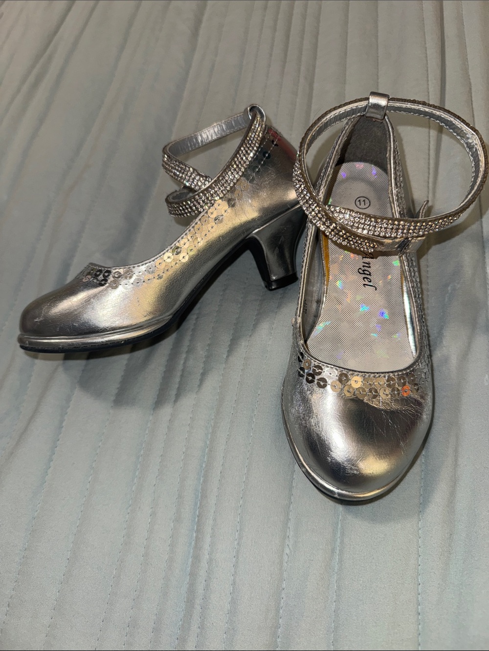 Sparkly Silver Holiday/Party Shoes with Small Heel